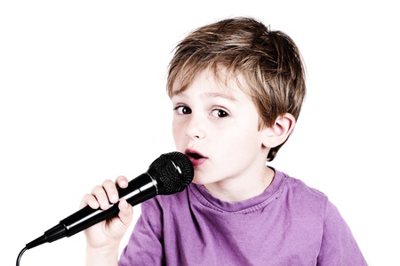 boy for cutout with white background singingの写真素材