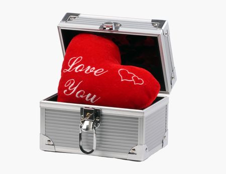 box with heart on white backgroundの写真素材