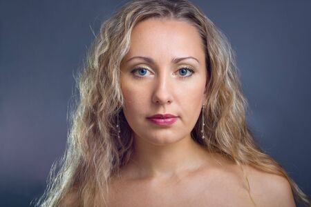 Close-up portrait of a  beautiful young ladyの写真素材