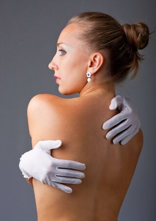 Women back, young beautiful girlの写真素材