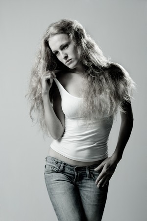 Portrait of beautiful young sexy womanの写真素材