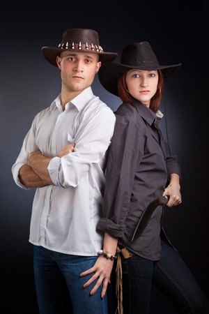 Attractive Couple against a Black Backgroundの写真素材