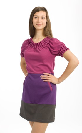 Young beautiful woman in dress posingの写真素材
