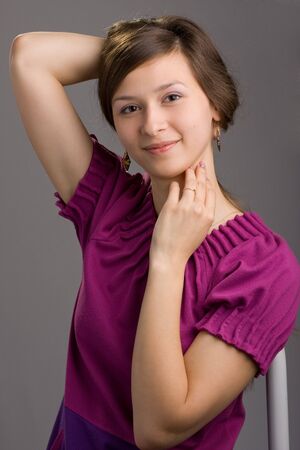 portrait of young charming brunetteの写真素材