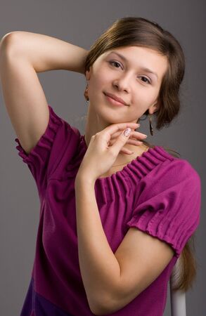portrait of young charming brunetteの写真素材