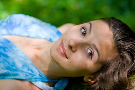 beautiful woman in the forestの写真素材