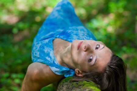 beautiful woman in the forestの写真素材