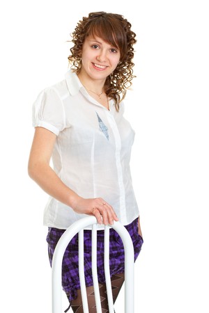 Smiling  woman. Isolated over white backgroundの写真素材