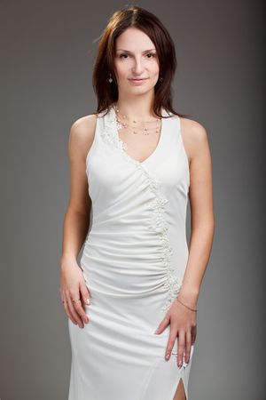 beautiful young woman posing in studioの写真素材