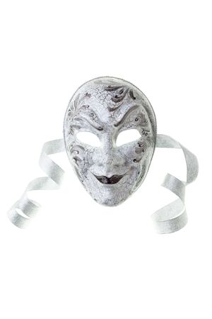 silver mask isolated on a white backgroundの写真素材