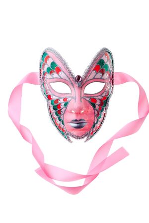 pink mask isolated on a white backgroundの写真素材