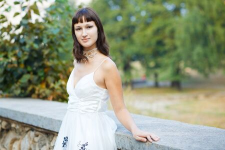 Portrait of naturally beautiful woman in her twenties, shot outside in natural sunlightの写真素材