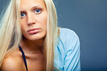 Young woman in male's shirt fashionの写真素材