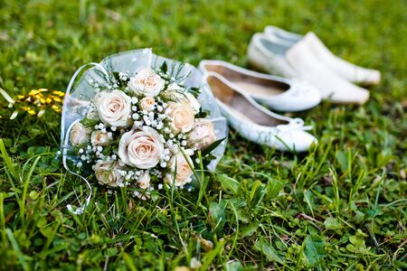 close up of wedding bouquetの写真素材