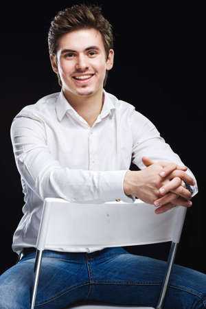 Fashion young businessman in white shirtの写真素材