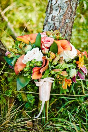 close up of wedding bouquetの写真素材