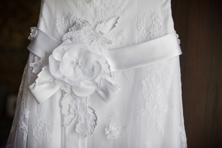 beautiful wedding dress close upの写真素材