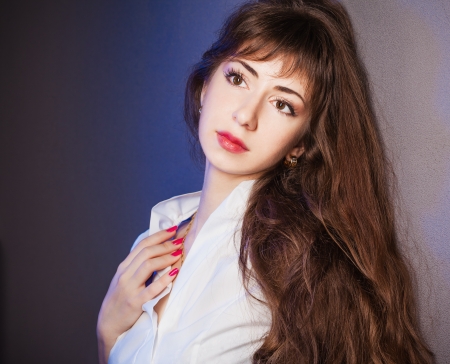 closeup portrait of beautiful ladyの写真素材