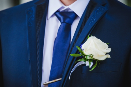 Groom with the boutonniere and tieの写真素材