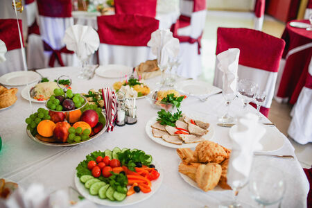 Table set for an event party or wedding receptionの写真素材