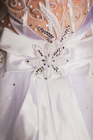 beautiful wedding dress close upの写真素材