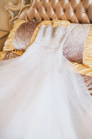 Beautiful Wedding Dress in Roomの写真素材