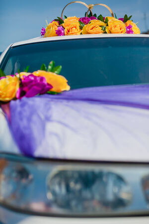 Beautiful wedding car decorationの写真素材