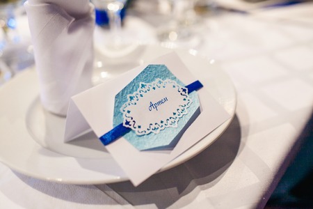Table set for an event party or wedding receptionの写真素材
