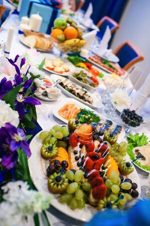 Table set for an event party or wedding receptionの写真素材