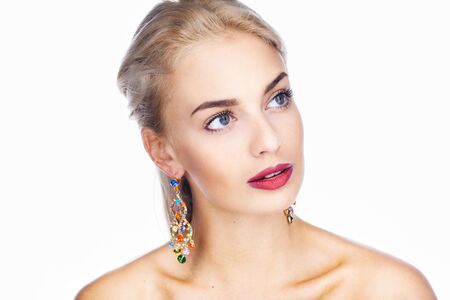 closeup portrait of beautiful ladyの写真素材
