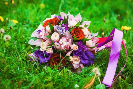 close up of wedding bouquetの写真素材