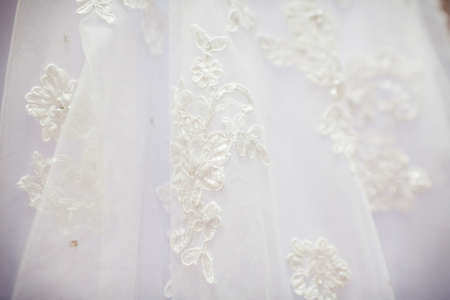 beautiful wedding dress close upの写真素材