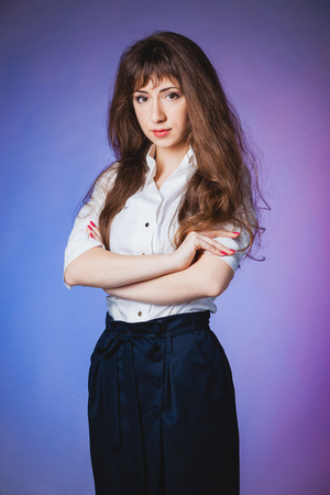 Beautiful woman with colored backgroundの写真素材