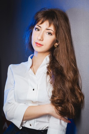 closeup portrait of beautiful ladyの写真素材