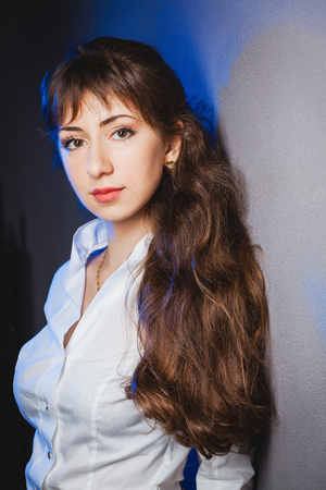 closeup portrait of beautiful ladyの写真素材