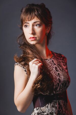 closeup portrait of beautiful ladyの写真素材