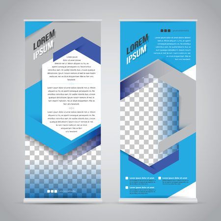 Blue roll up banner stand design templateのイラスト素材