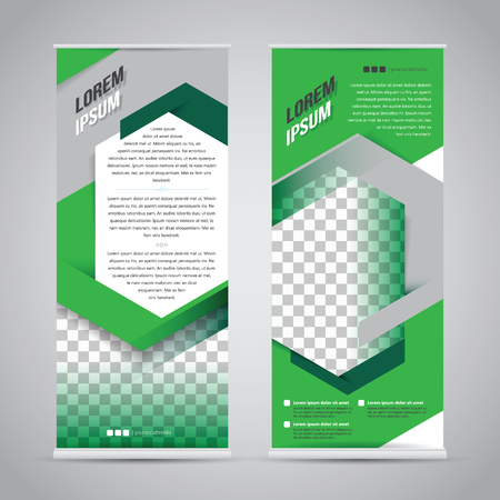 Green roll up banner stand design templateのイラスト素材