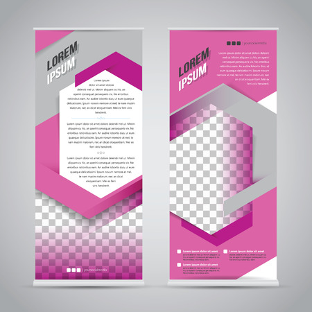 Pink roll up banner stand design templateのイラスト素材