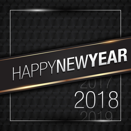 Vector Illustration of Happy New Year 2018 Gold with Black Pattern Colorsのイラスト素材