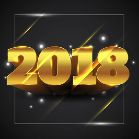A Vector Illustration of Happy New Year 2018 Gold with Black Backgroundのイラスト素材