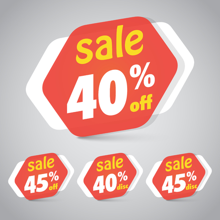 Sale Sticker Tag for Marketing Retail Element Design with 40% 45% Off. Vector Illustration.のイラスト素材