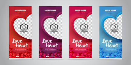 Love Heart Business Roll Up Bannerのイラスト素材