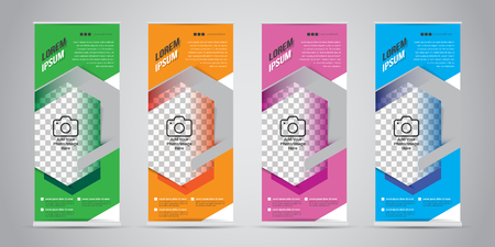 Set of Business Roll Up Banner with 4 Variant Colors. Vector Illustrations.のイラスト素材
