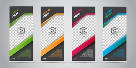 Set of Business Roll Up Banner with 4 Variant Colors. Vector Illustrations.のイラスト素材