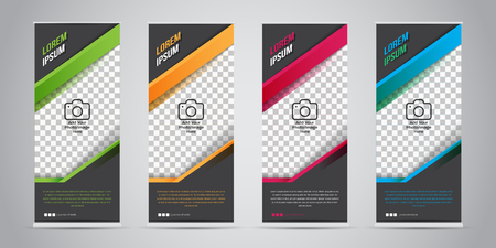 Set of Business Roll Up Banner with 4 Variant Colors. Vector Illustrations.のイラスト素材