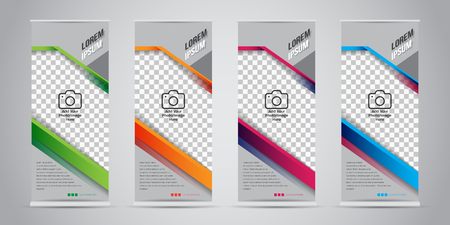 Set of Business Roll Up Banner with 4 Variant Colors. Vector Illustrations.のイラスト素材