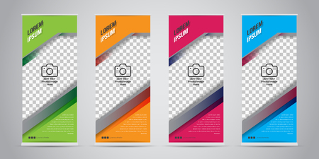 Set of Business Roll Up Banner with 4 Variant Colors. Vector Illustrations.のイラスト素材
