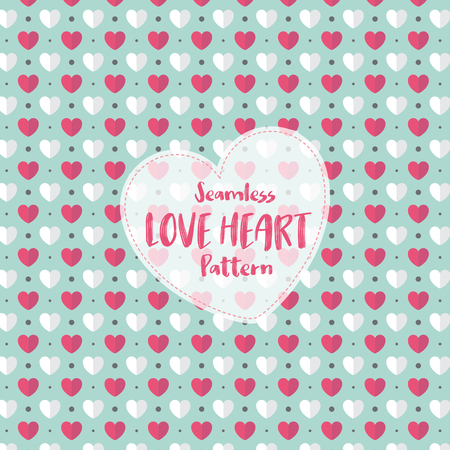 Love Heart Seamless Pattern on Romantic Pastel Color Vector Illustration.のイラスト素材