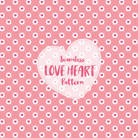 Love Heart Seamless Pattern on Romantic Pastel Color Vector Illustration.のイラスト素材